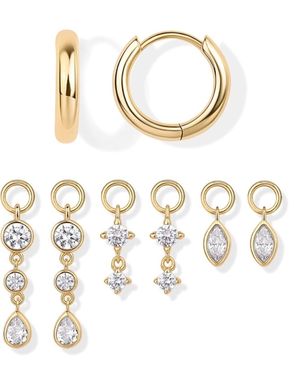 Dainty 14K Gold Plated Huggie Earrings with Mix & Match Charms for Women